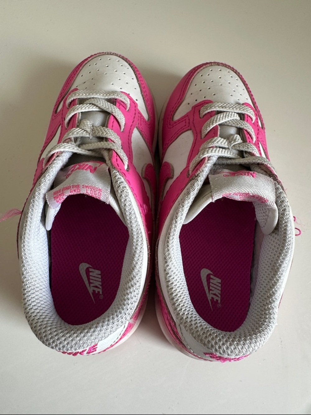 Nike Dunk Low Toddler White/Laser Fuchsia 9C - Picture 13 of 13